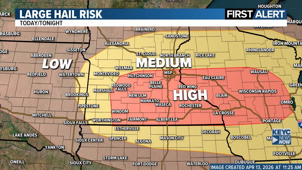 Keyc Severe storms likely today; tornadoes and very large hail possible