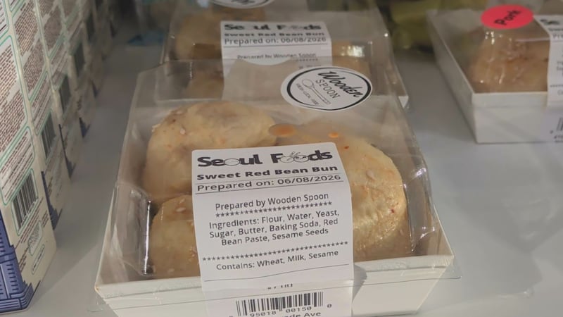 A bun for sale in the deli of Seoul Foods in North Mankato, Minn.