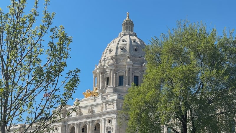 Dome of the Minnesota Capitol Building shown on a sunny day in late April