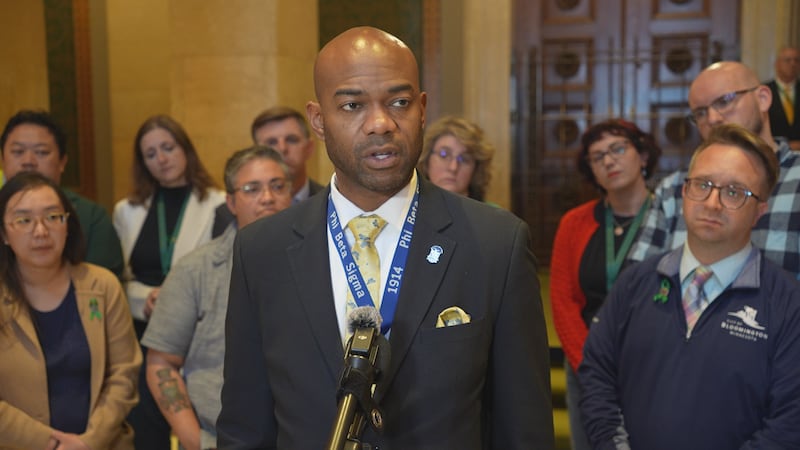 MN Rep. Cedrick Frazier addresses the media after an overnight sit-in inside the House Chambers