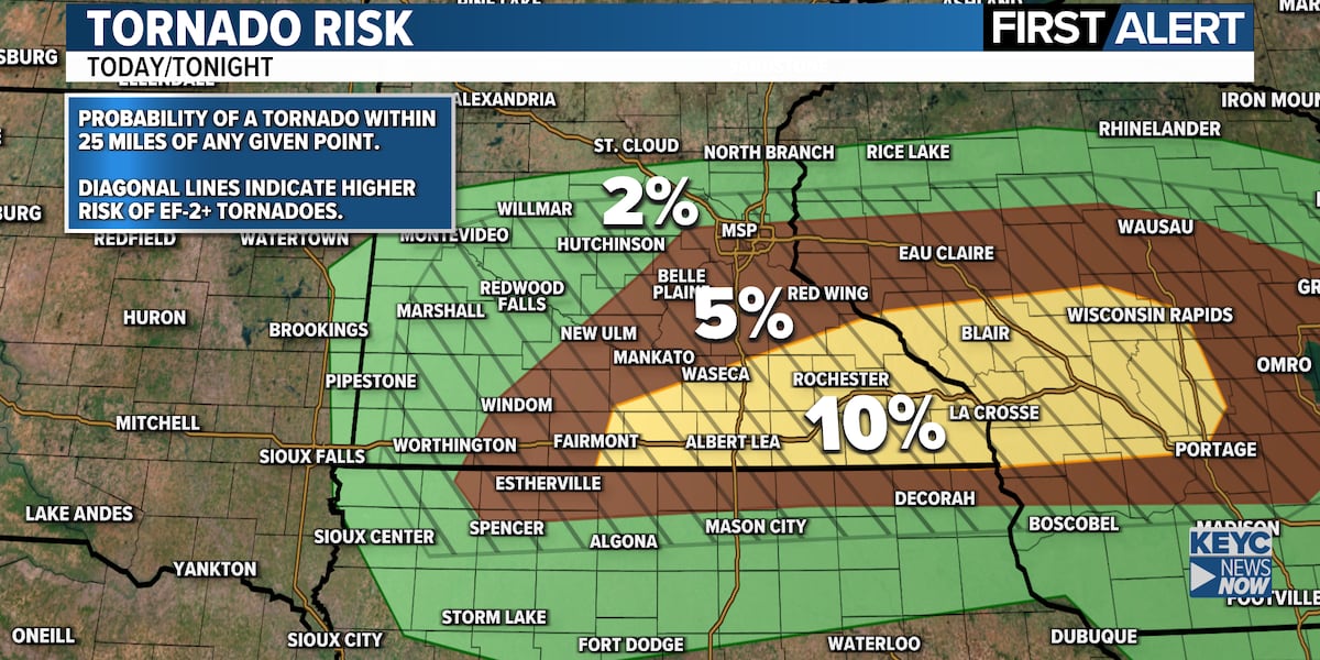 Severe storms likely today; tornadoes and very large hail possible
