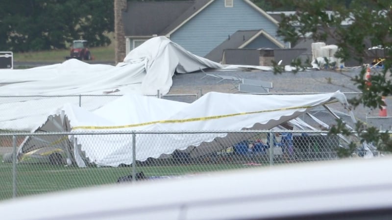 One person is dead after a tent collapsed during an outdoor church service, officials said.