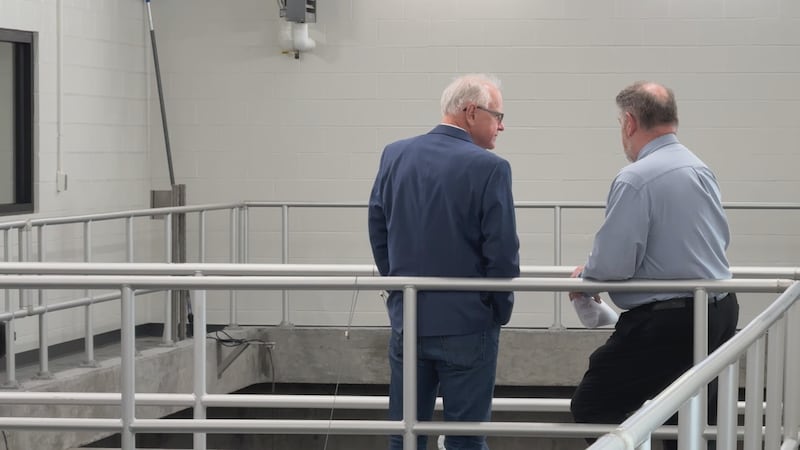Walz tours a water treatment facility in Robbinsdale as he begins his 2026 bonding tour