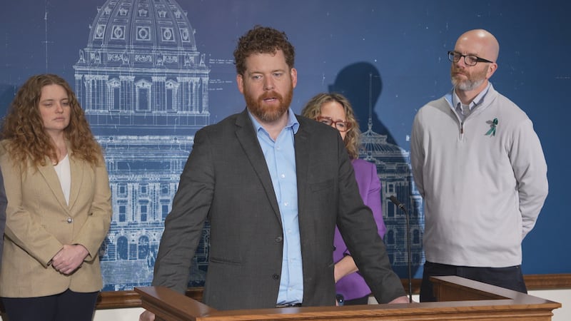 MN House DFL Leader Zack Stephenson addresses the media after the DFL unsuccessfully attempted...