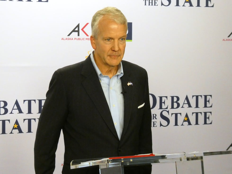 In this photo shot with a smart phone, Alaska Republican U.S. Sen. Dan Sullivan poses ahead of...