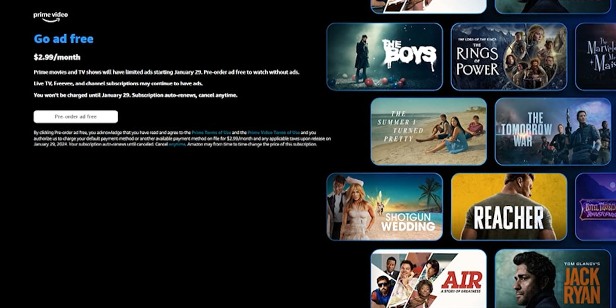 Ads coming to Amazon Prime Video starting Jan. 29