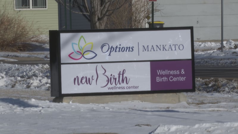 The sign outside of a clinic in North Mankato, Minn.