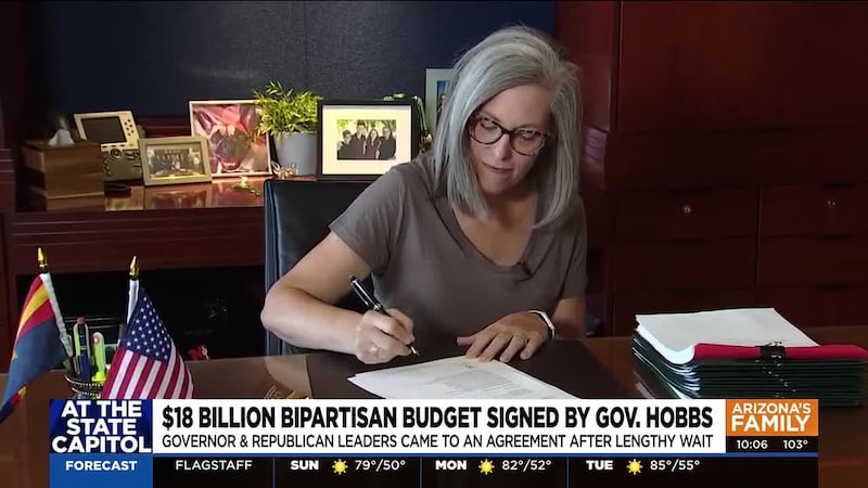 Gov. Katie Hobbs signed Arizona’s $18.29 billion state budget Saturday afternoon.