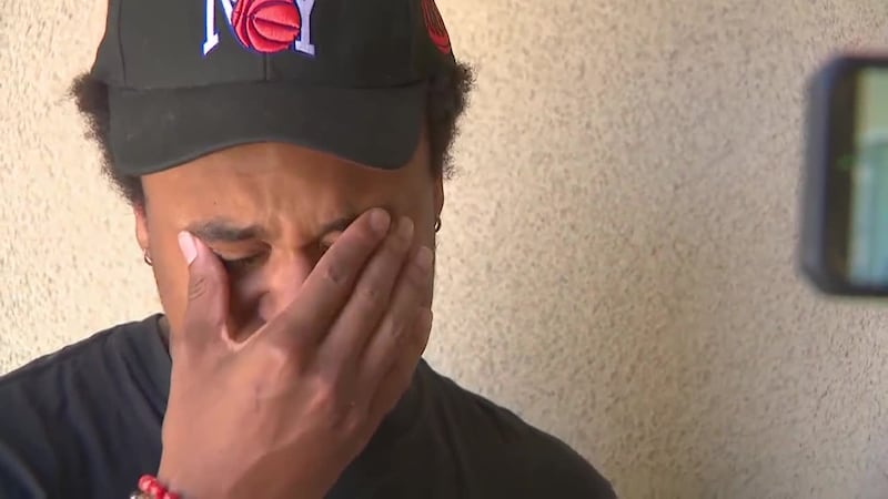 Jeremiah Garcia is grieving after his dog Jameson was fatally shot by police. (Source: KCAL,...