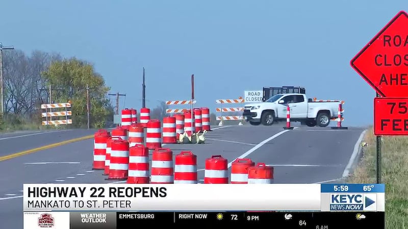 As of 1 p.m. on Friday, Oct. 23, Highway 22 has reopened between Blue Earth County Road 57 in...